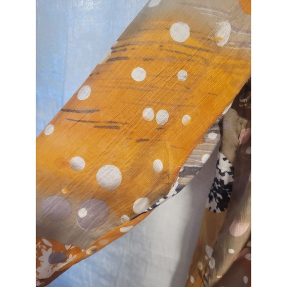 O-Nelue Women 3XL‎ Art to Wear Boho Floral Watercolor Semi Sheer Button Blouse - Picture 7 of 10